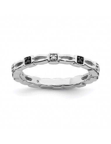 Sterling Silver Stackable Expressions Black & White Diamond Ring | QSK1058 Le MVP de beaucoup