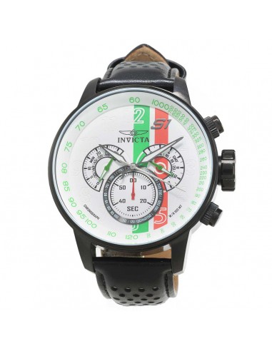 Invicta 19294 Men's S1 Rally White Dial Black & White Leather Strap Chrono GMT Watch les muscles