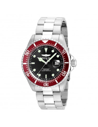 Invicta 22020 Men's Pro Diver Red Accented Bezel Black Dial Steel Bracelet Dive Watch acheter