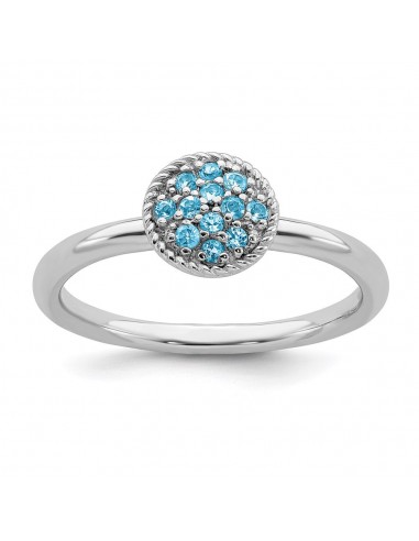 Sterling Silver Stackable Expressions Blue Topaz Rhodium Ring | QSK318 Comparez plus de prix