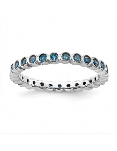 Sterling Silver Stackable Expressions Blue Topaz Ring | QSK373 le des métaux précieux