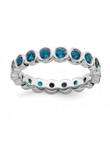 Sterling Silver Stackable Expressions Blue Topaz Ring | QSK397 de la marque