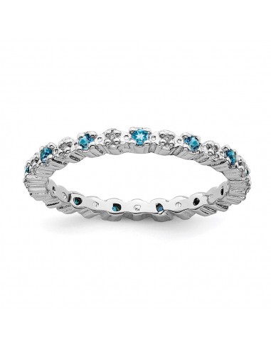 Sterling Silver Stackable Expressions Blue Topaz & Diamond Ring | QSK543 à prix réduit toute l'année