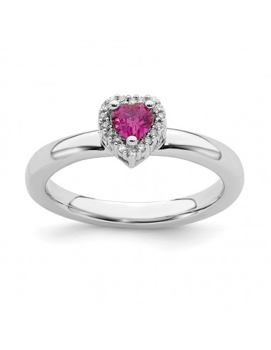 Sterling Silver Stackable Expressions Cr. Ruby Heart Diamond Ring | QSK344 vente chaude votre 