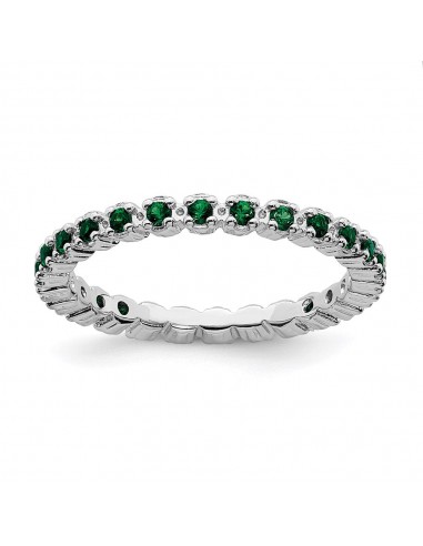 Sterling Silver Stackable Expressions Created Emerald Ring | QSK354 2 - 3 jours ouvrés.