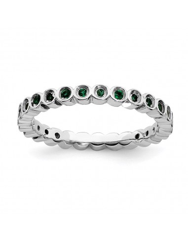 Sterling Silver Stackable Expressions Created Emerald Ring | QSK366 Economisez 