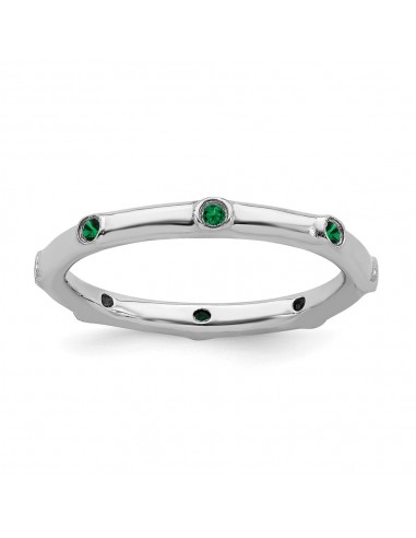 Sterling Silver Stackable Expressions Created Emerald Ring | QSK378 outlet