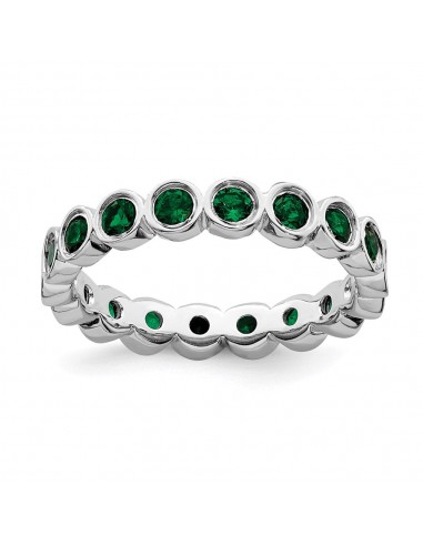 Sterling Silver Stackable Expressions Created Emerald Ring | QSK390 2 - 3 jours ouvrés.