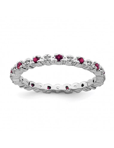 Sterling Silver Stackable Expressions Cr. Ruby & Diamond Ring | QSK538 france