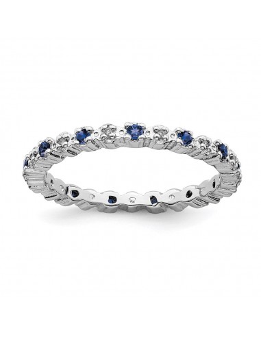 Sterling Silver Stackable Expressions Cr. Sapphire & Diamond Ring | QSK540 Comparez plus de prix