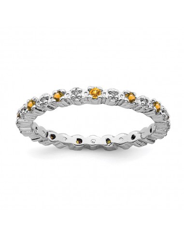 Sterling Silver Stackable Expressions Citrine & Diamond Ring | QSK542 offre 