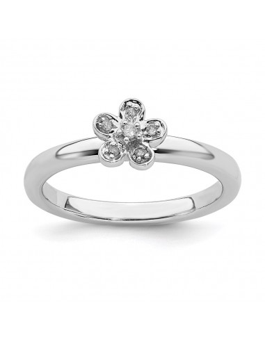 Sterling Silver Stackable Expressions Flower Diamond Ring | QSK336 Les magasins à Paris et en Île-de-France