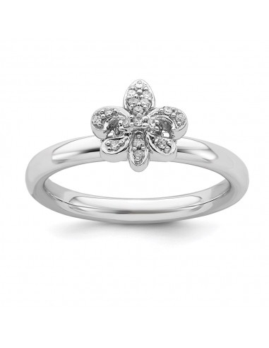 Sterling Silver Stackable Expressions Fleur De Lis Diamond Ring | QSK342 Comparez et commandez 