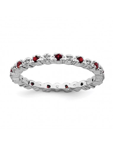 Sterling Silver Stackable Expressions Garnet & Diamond Ring | QSK532 chez Cornerstreet bien 