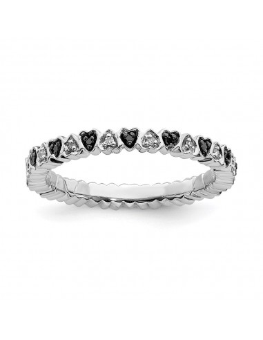 Sterling Silver Stackable Expressions Hearts Black & White Diamond Ring | QSK1055 vous aussi creer 