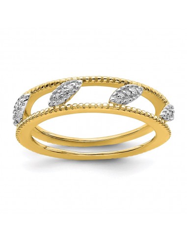 Sterling Silver Stackable Expressions Gold-plated Diamond Jacket Ring | QSK1597 meilleur choix