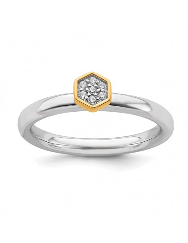 Sterling Silver Stackable Expressions Gold-Plated Diamond Ring | QSK2180 acheter en ligne