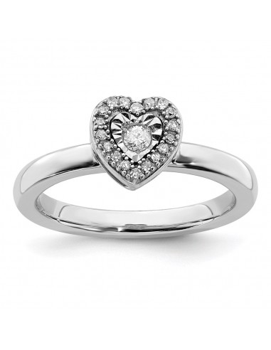 Sterling Silver Stackable Expressions Heart Diamond Ring | QSK331 Venez acheter