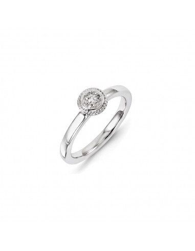 Sterling Silver Stackable Expressions Diamond Round Ring | QSK1079 Jusqu'à 80% De Réduction