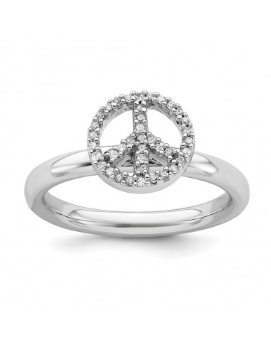 Sterling Silver Stackable Expressions Peace Symbol Diamond Ring | QSK335 est présent 