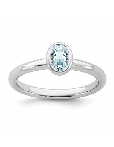 Sterling Silver Stackable Expressions Oval Aquamarine Ring | QSK436 sélection de produits