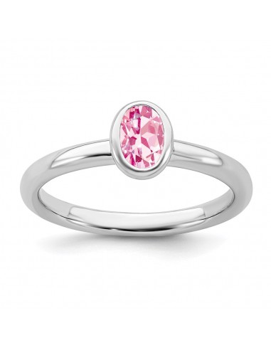 Sterling Silver Stackable Expressions Oval Pink Tourmaline Ring | QSK443 rembourrage situé sous