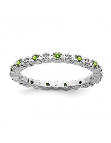 Sterling Silver Stackable Expressions Peridot & Diamond Ring | QSK539 50% de réduction en Octobre 2024