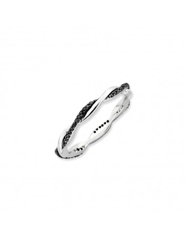 Sterling Silver Stackable Expressions Polished Black Diamond Ring | QSK634 l'évolution des habitudes 