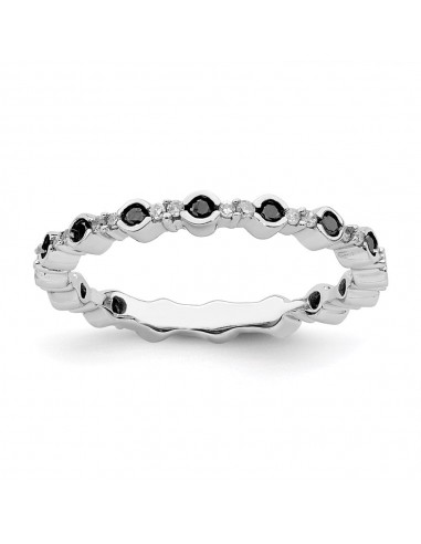 Sterling Silver Stackable Expressions Polished Black/White Dia Ring | QSK641 vous aussi creer 