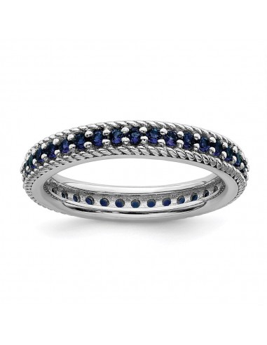 Sterling Silver Stackable Expressions Polished Cr. Sapphire Eternity Ring | QSK573 en ligne