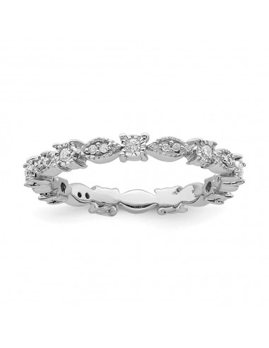 Sterling Silver Stackable Expressions Polished Diamond Ring | QSK652 prix