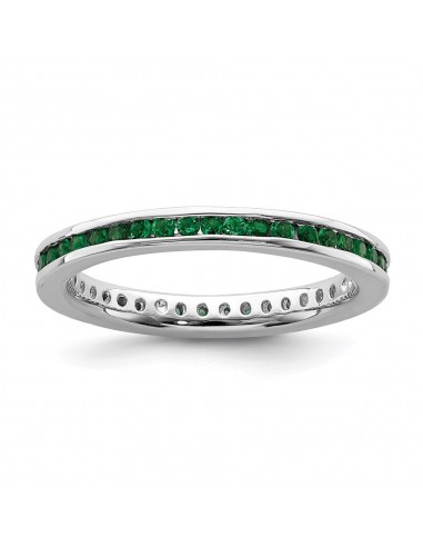 Sterling Silver Stackable Expressions Polished Created Emerald Ring | QSK661 solde