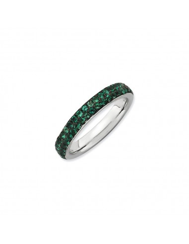 Sterling Silver Stackable Expressions Polished Created Emerald Ring | QSK665 sélection de produits