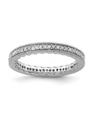 Sterling Silver Stackable Expressions Polished Diamond Ring | QSK653 hantent personnes