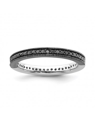 Sterling Silver Stackable Expressions Polished Half Black/White Dia Ring | QSK662 pas cheres