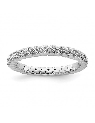 Sterling Silver Stackable Expressions Polished Diamond Ring | QSK666 Voir les baskets