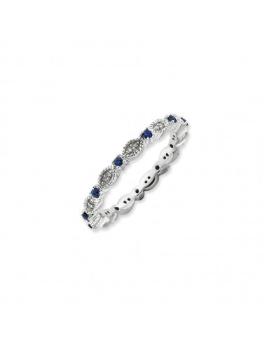 Sterling Silver Stackable Expressions Polished Sapphire & Dia Ring | QSK805 sur le site 