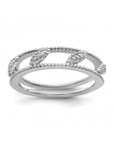 Sterling Silver Stackable Expressions Rhodium-plated Diamond Jacket Ring | QSK1599 pas cher 