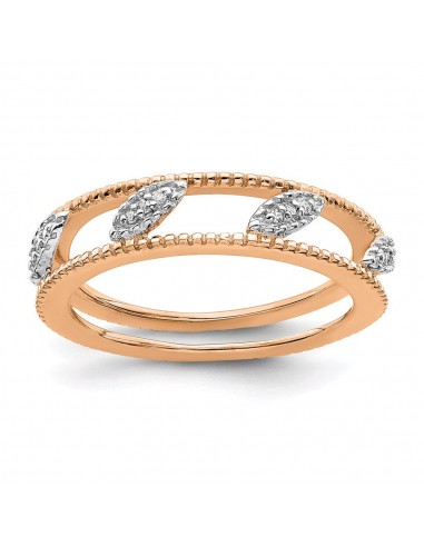 Sterling Silver Stackable Expressions Rose Gold-plated Diamond Jacket Ring | QSK1600 store