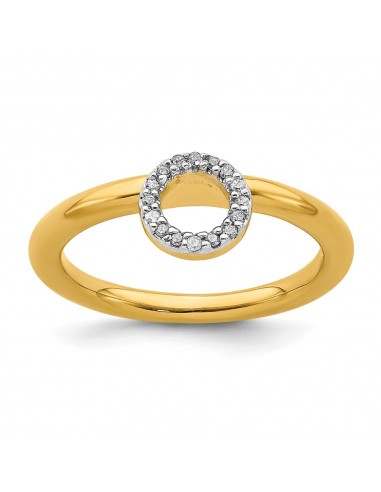 Sterling Silver Stackable Expressions Yellow-plated Halo Dia. Ring | QSK1992 Vous souhaitez 