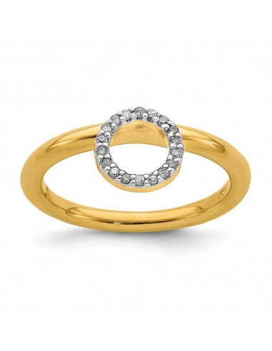 Sterling Silver Stackable Expressions Yellow-plated Lg. Halo Dia. Ring | QSK1995 offre 