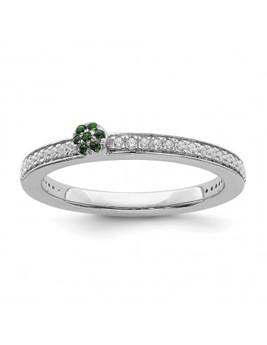 14k White Gold Stackable Expressions Created Emerald/Diamond Ring | SK2080 online