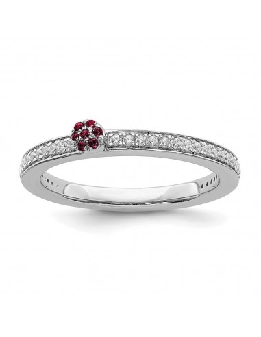 14k White Gold Stackable Expressions Created Ruby and Diamond Ring | SK2082 plus qu'un jeu 