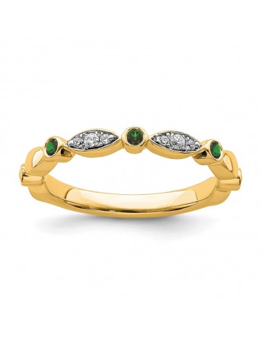 14k Stackable Expressions Created Emerald and Diamond Ring | SK2089 en linge