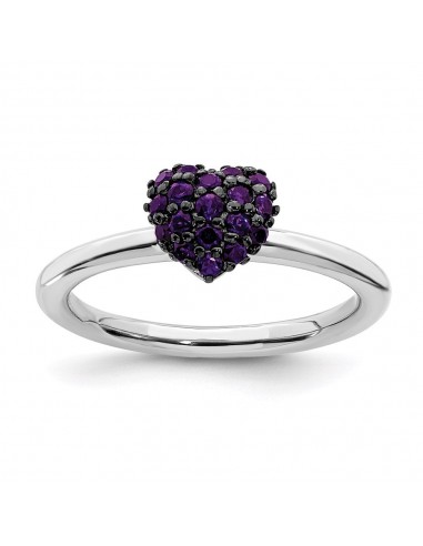 Sterling Silver Amethyst Stackable Expressions Heart Ring | QSK1825 de l' environnement