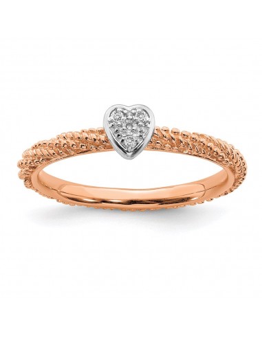 Sterling Silver Diamond Stackable Expressions Rose Gold Plated Heart Ring | QSK1828 en ligne