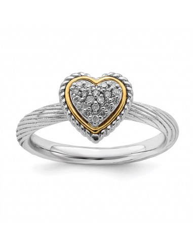 Sterling Silver & 14k Stackable Expressions Diamond Heart Ring | QSK913 Voir les baskets