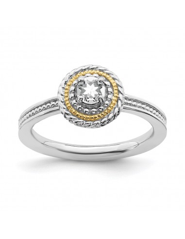 Sterling Silver & 14k Stackable Expressions White Topaz Ring | QSK917 d'Europe débarque