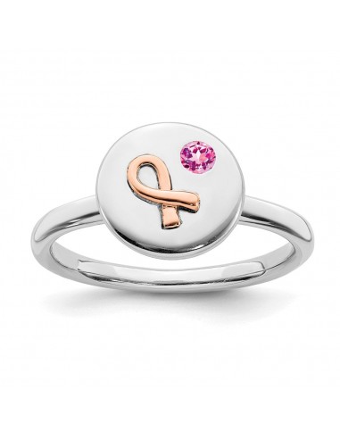 Sterling Silver Stackable Expressions 14k Rose Ribbon Pink Sapphire Ring | QSK1656 vous aussi creer 