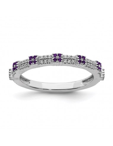 Sterling Silver Stackable Expressions Amethyst & Diamond Ring | QSK2149 Livraison rapide